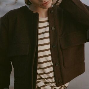 Wyeth Brown Wool Cropped Jacket